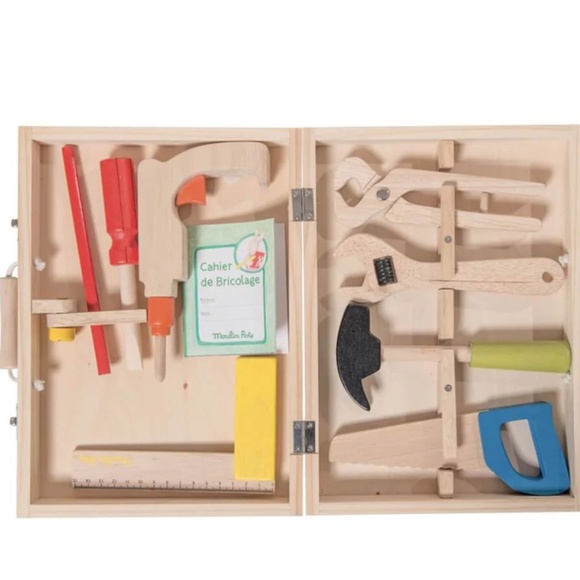 Moulin Roty - "Je Bricole" -I am Working -  Carpenter Wooden Tool Set and Valise - Picture 4 of 4